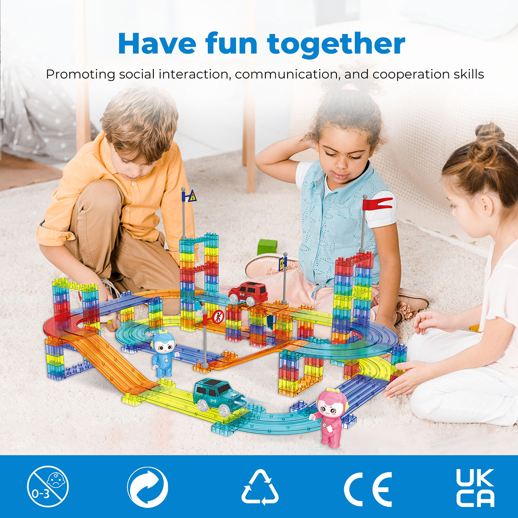 Kids Magnetic Tiles Blocks Railcar Building Marble Run Educational Toys STEM - Picture 15 of 47