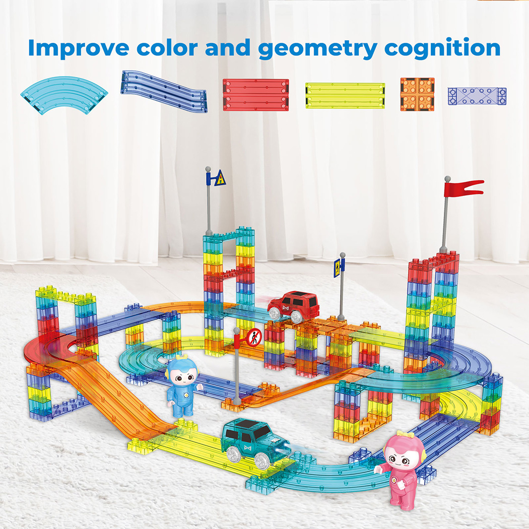 Kids Magnetic Tiles Blocks Railcar Building Marble Run Educational Toys STEM - Picture 16 of 47