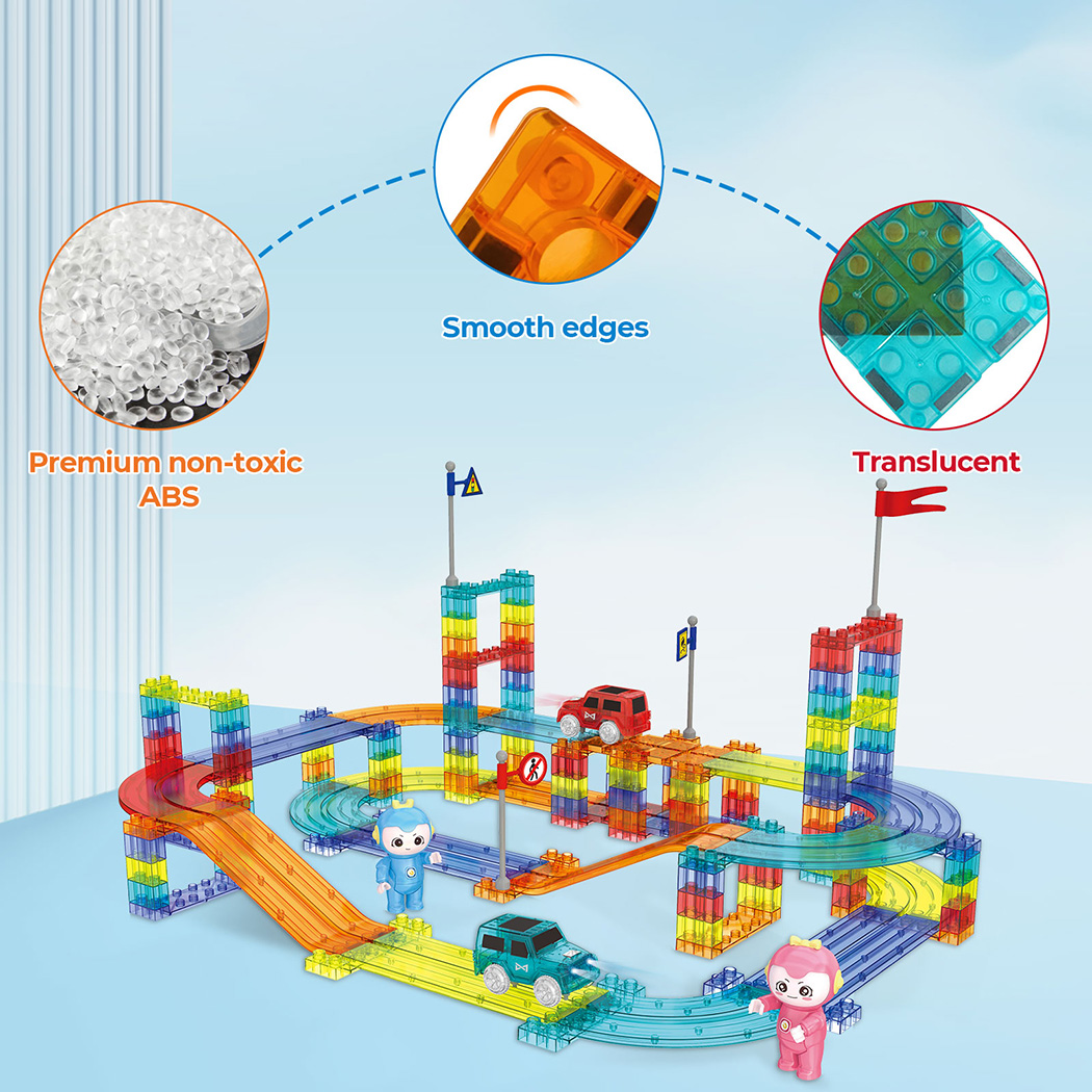 Kids Magnetic Tiles Blocks Railcar Building Marble Run Educational Toys STEM - Picture 22 of 47