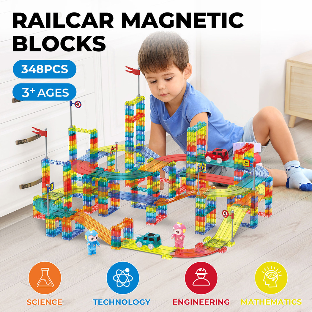 Kids Magnetic Tiles Blocks Railcar Building Marble Run Educational Toys STEM - Picture 26 of 47