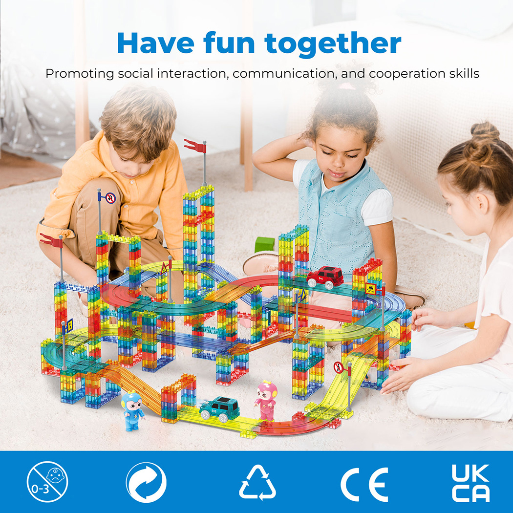 Kids Magnetic Tiles Blocks Railcar Building Marble Run Educational Toys STEM - Picture 27 of 47