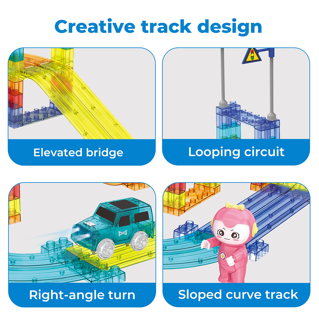 Kids Magnetic Tiles Blocks Railcar Building Marble Run Educational Toys STEM - Picture 30 of 47