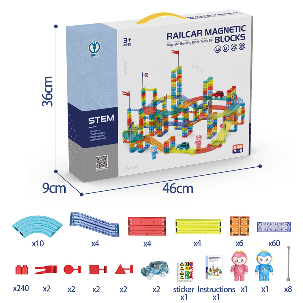 Kids Magnetic Tiles Blocks Railcar Building Marble Run Educational Toys STEM - Picture 35 of 47