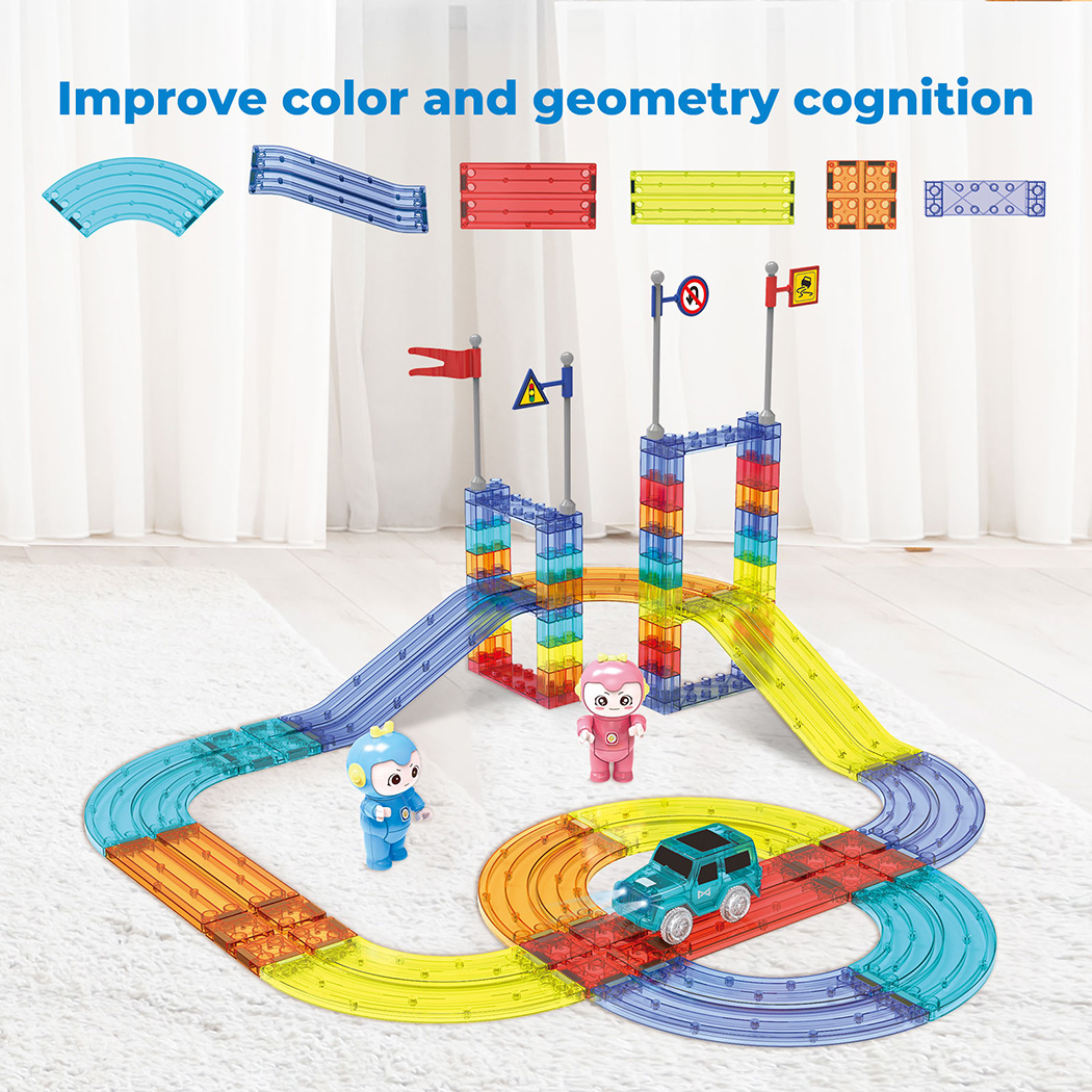 Kids Magnetic Tiles Blocks Railcar Building Marble Run Educational Toys STEM - Picture 40 of 47