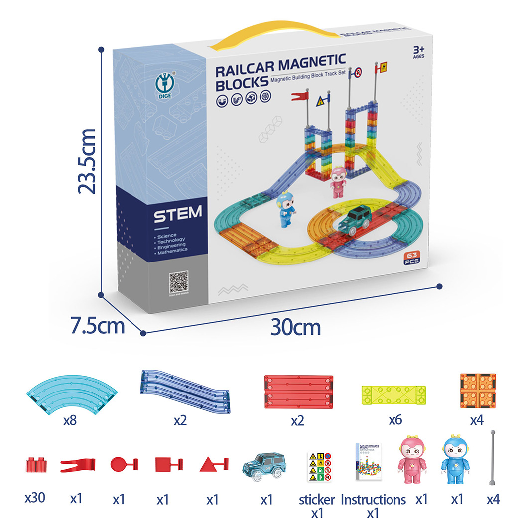 Kids Magnetic Tiles Blocks Railcar Building Marble Run Educational Toys STEM - Picture 47 of 47