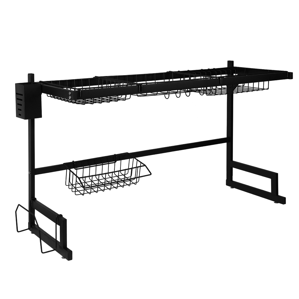 TopSellers-Dish Drying Rack Black - Space Saving Kitchen Organizer  Easy Assembly