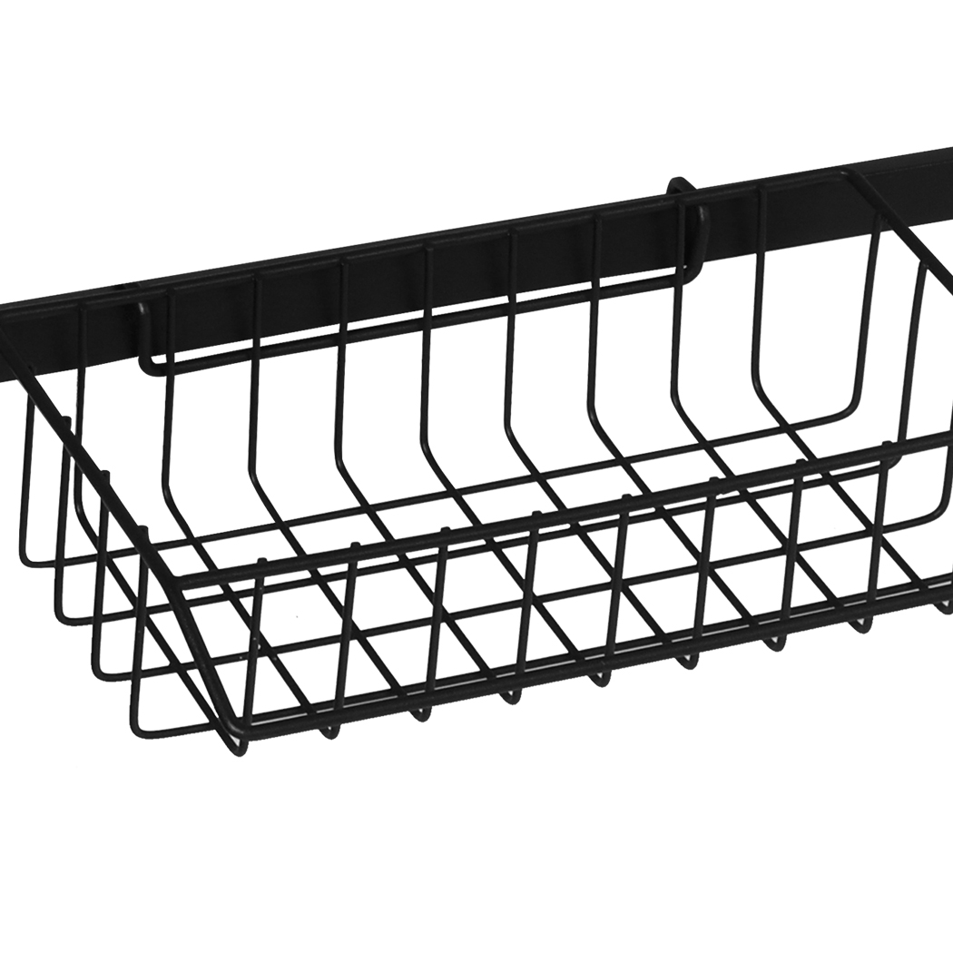 TOQUE Dish Drying Rack Over Sink Steel Black Plate Dish Drainer Organizer 2 Tier