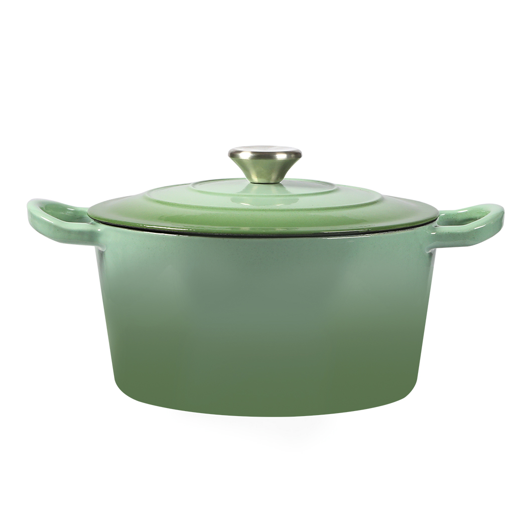 TopSellers-Enamel Dutch Oven Pot Green - 4L Heavy Duty Non Stick Kitchenware