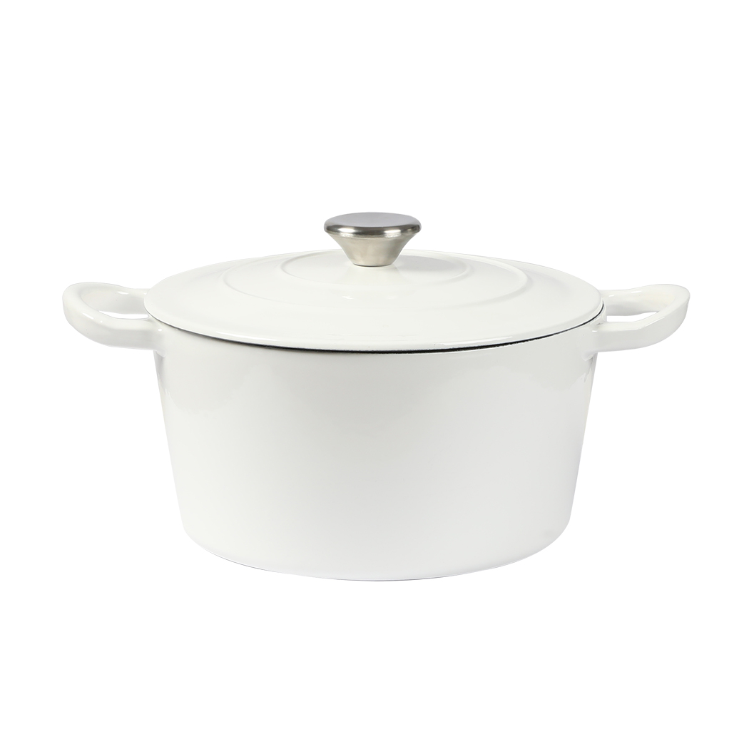 TopSellers-Enamel Dutch Oven Pot - 4L White Non-Stick for Perfect Cooking