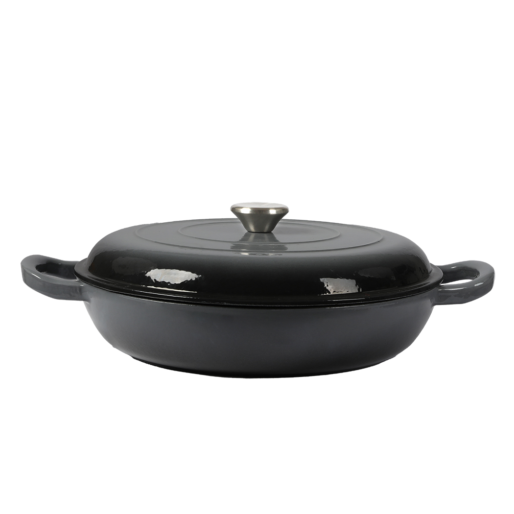 TopSellers-3.5L Enamel Dutch Oven - Black Cast Iron Pot for Nonstick Cooking