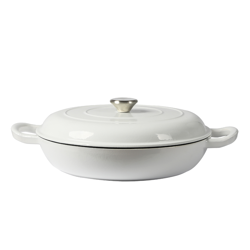 TopSellers-Enamel Dutch Oven - 35L White Nonstick Cast Iron Kitchen Essential