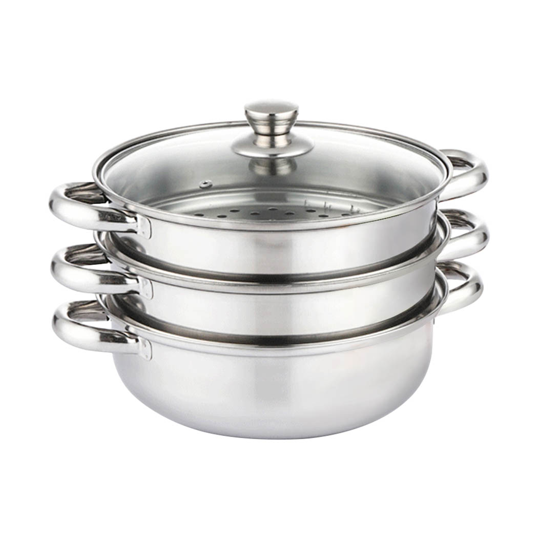 TopSellers-Layered Steamer - Stainless Steel 3 Layer Cooking Tool 27cm