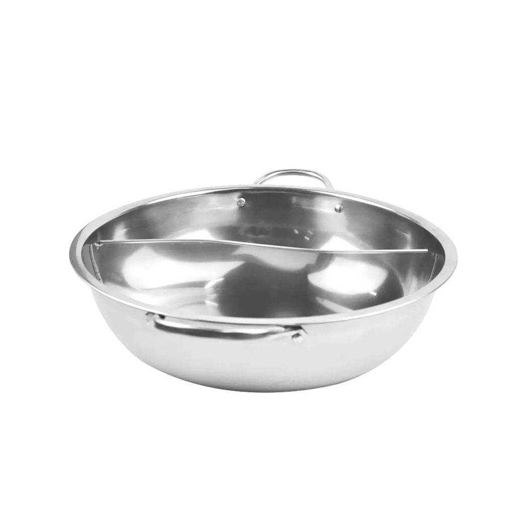 TOQUE Stainless Steel 36cm Twin Mandarin Duck Hot Pot Induction Cookware W/Lid