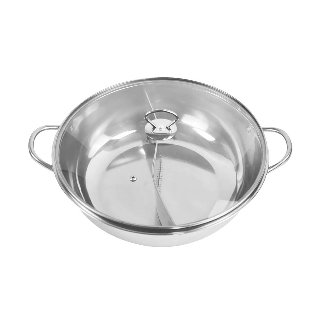 TOQUE Stainless Steel Twin Mandarin Hot Pot Induction Hotpot Cooker Cookware Lid