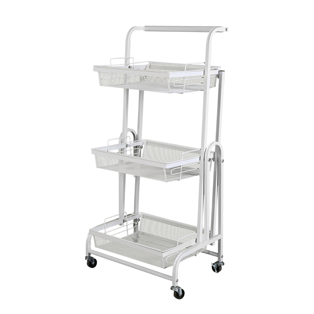 TopSellers-3 Tier Kitchen Trolley Cart - Adjustable Mobile Storage Organizer