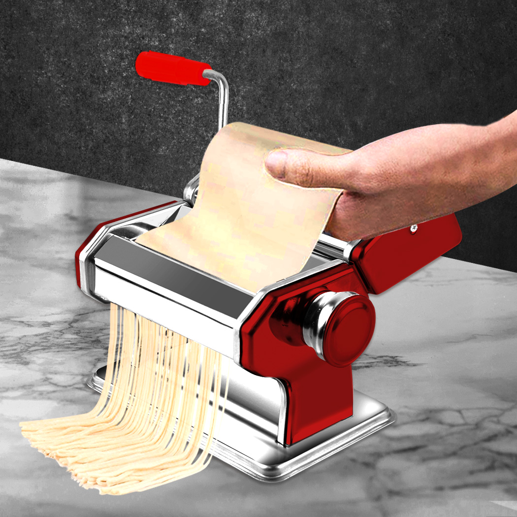 TOQUE Pasta Noodle Maker Machine Spaghetti Fettuccine Cutter 9 Thickness Red
