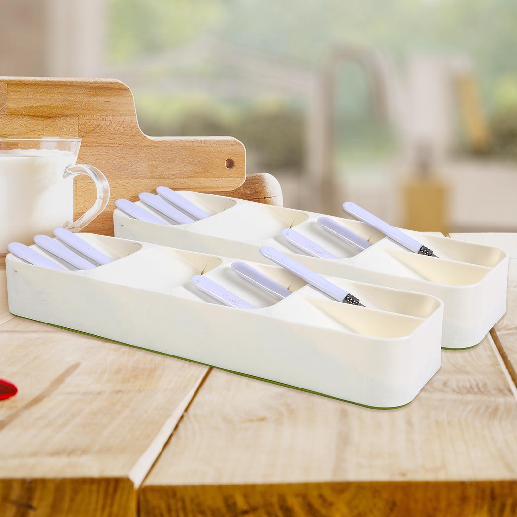 2x Cutlery Organiser Drying Tray Kitchen Drawer Organizer Spoon Divider Box
