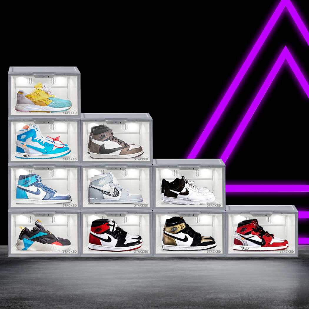 Stacked Premium Sneaker Display Case Led Shoe Boxes Voice Control Anti-oxidation - Picture 23 of 58
