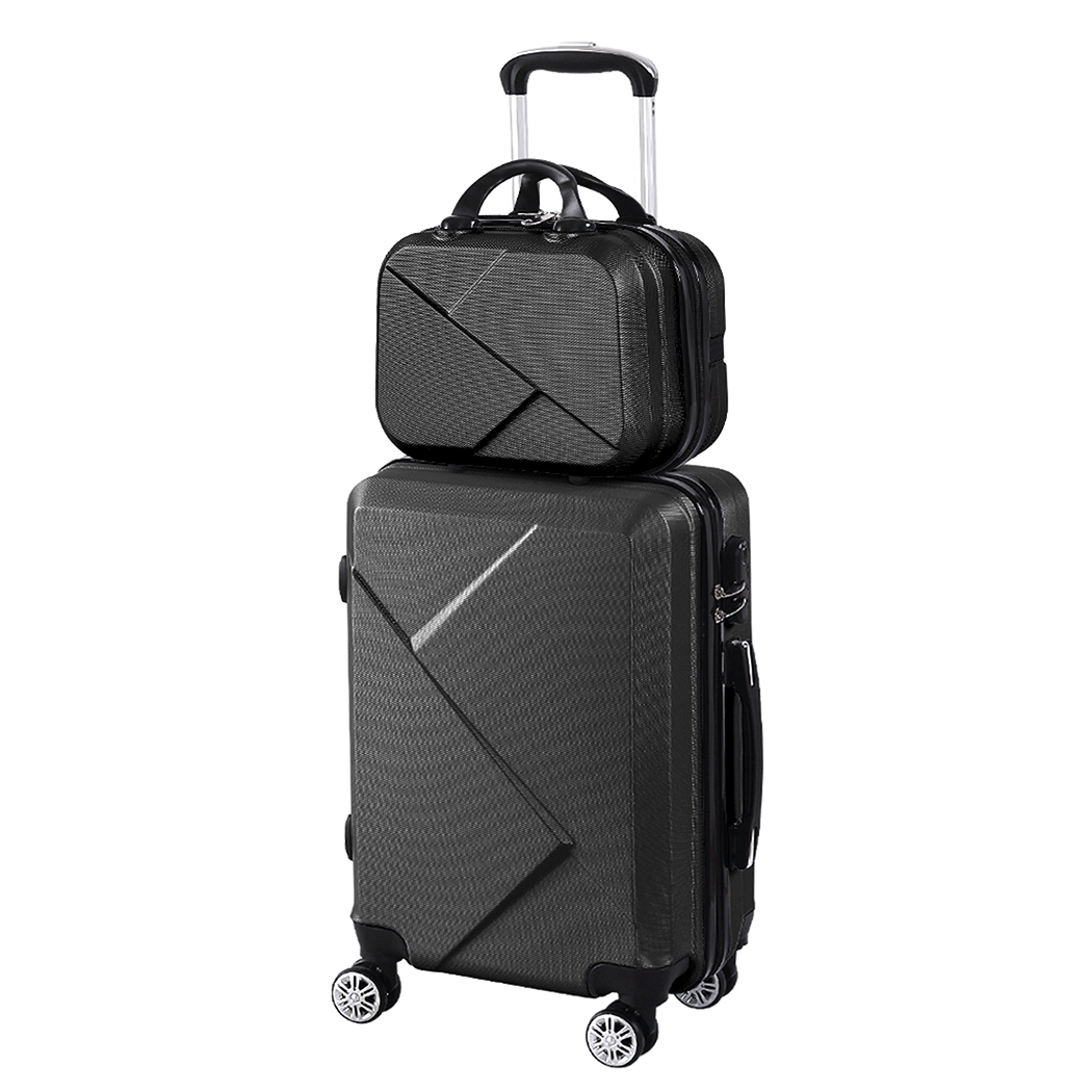 TopSellers-20 Inch Black Travel Luggage Set - Lightweight & Durable 2pcs