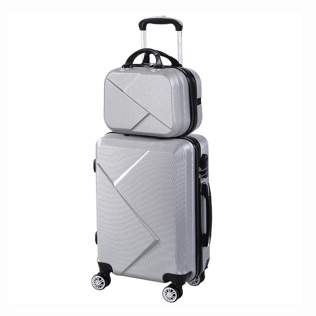 TopSellers-20 Inch Travel Luggage Set - Lightweight & Durable Grey 2pcs