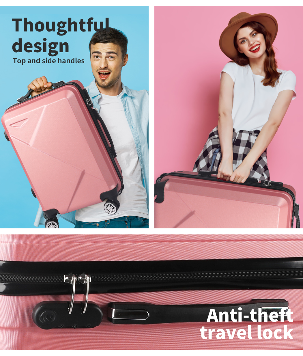 Slimbridge 2Pcs 20"Travel Luggage Set 12"Hand Baggage Carry On Suitcase Bag Case - Picture 90 of 95