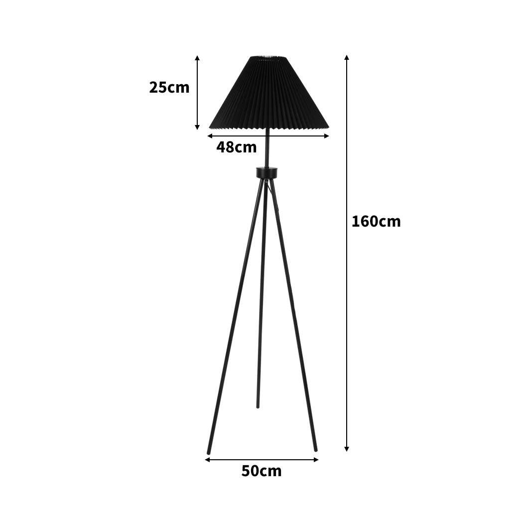 EMITTO Modern Black Tripod Floor Lamp Linen Fabric Lampshade Home Decor Reading