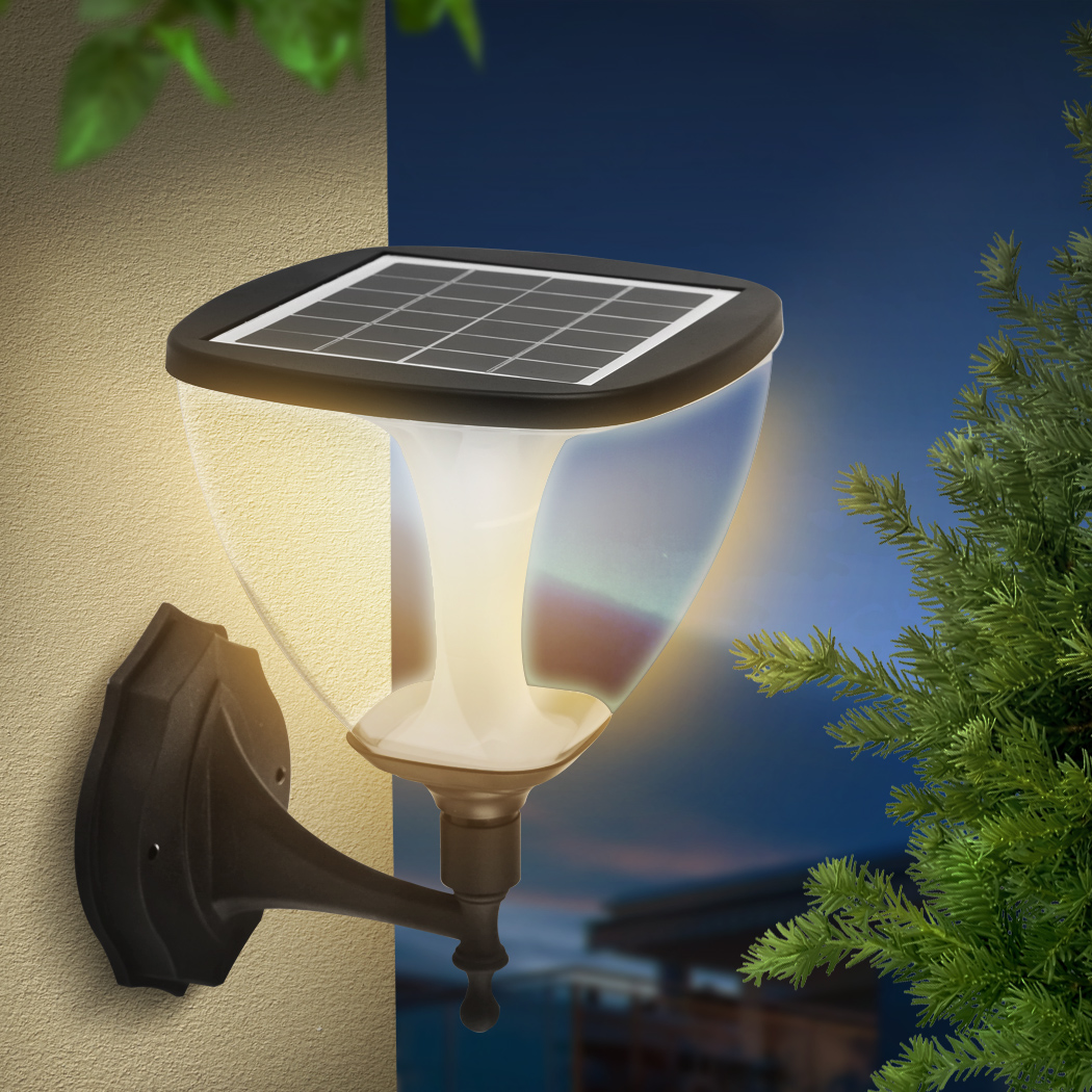 EMITTO Solar LED Wall Lights Outdoor Garden Pathway Landscape Yard Lamp IP54