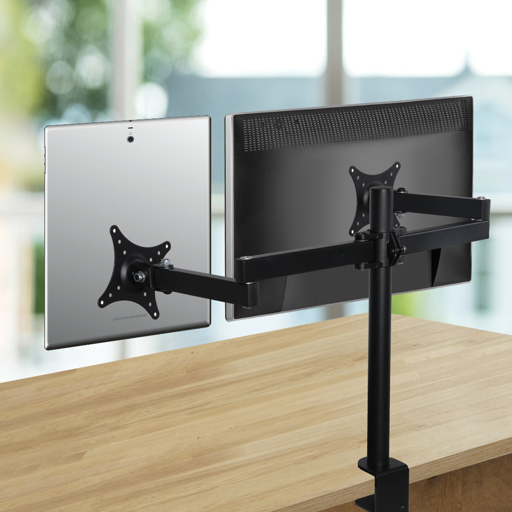 Monitor Bracket 2 Arm Display Stand Mount Holder LCD Screen TV Desk Dual LED