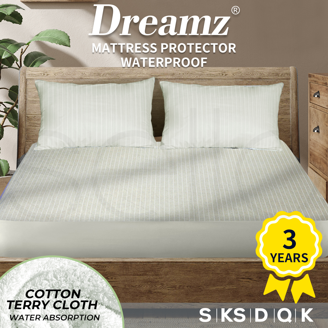 Dreamz Mattress Protector Pillowcases Cotton Terry Waterproof Cover Fully Fitted - Picture 20 of 26