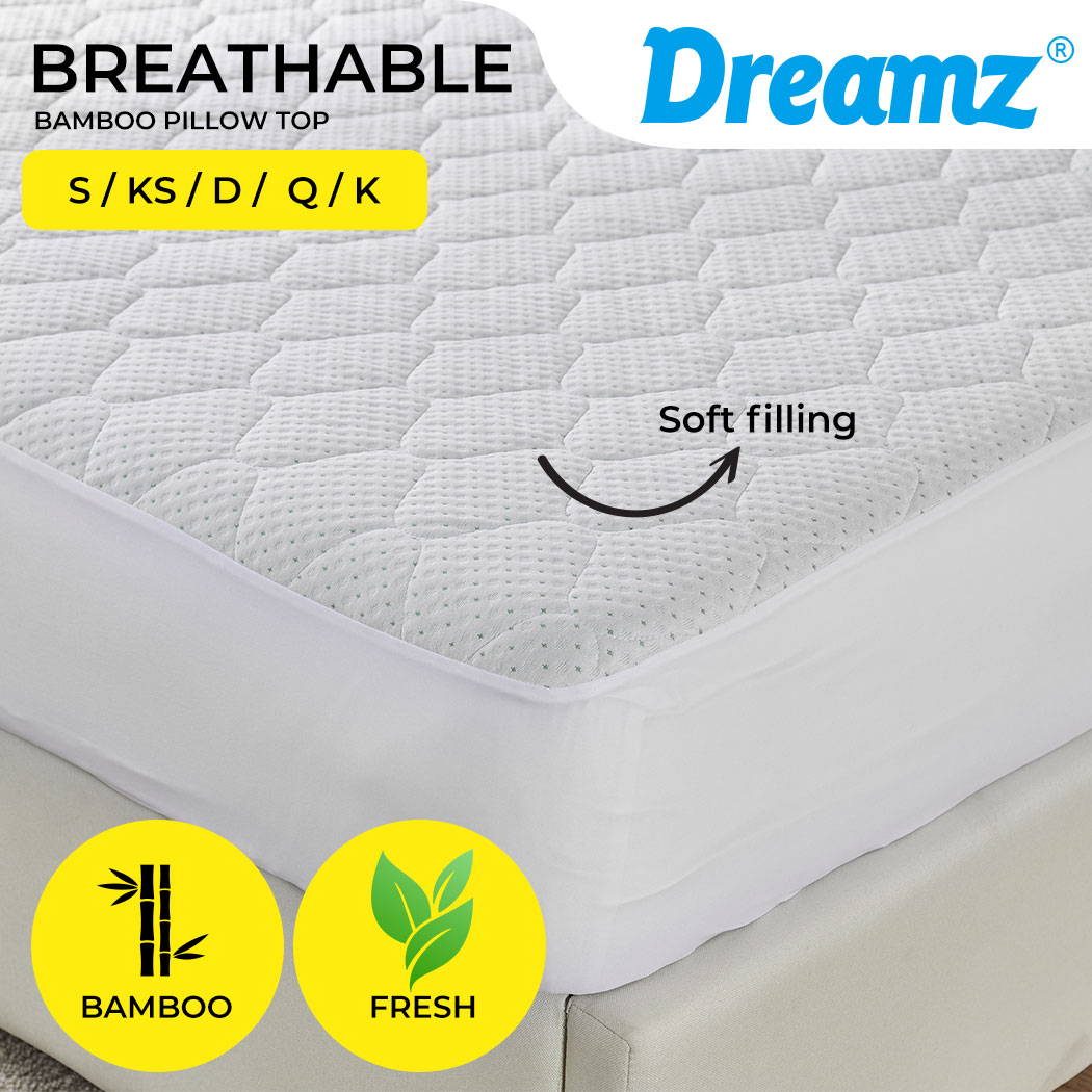 Dreamz Mattress Protector Topper Bamboo Pillowtop Waterproof Cover Underlay - Picture 23 of 45