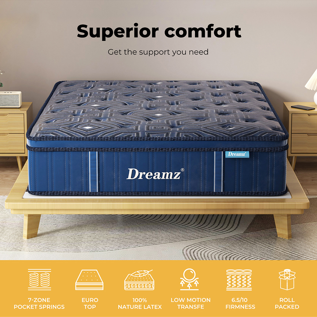 Dreamz Mattress Queen Double King Single Pocket Spring Firm Foam Euro Top Latex - Picture 372 of 417