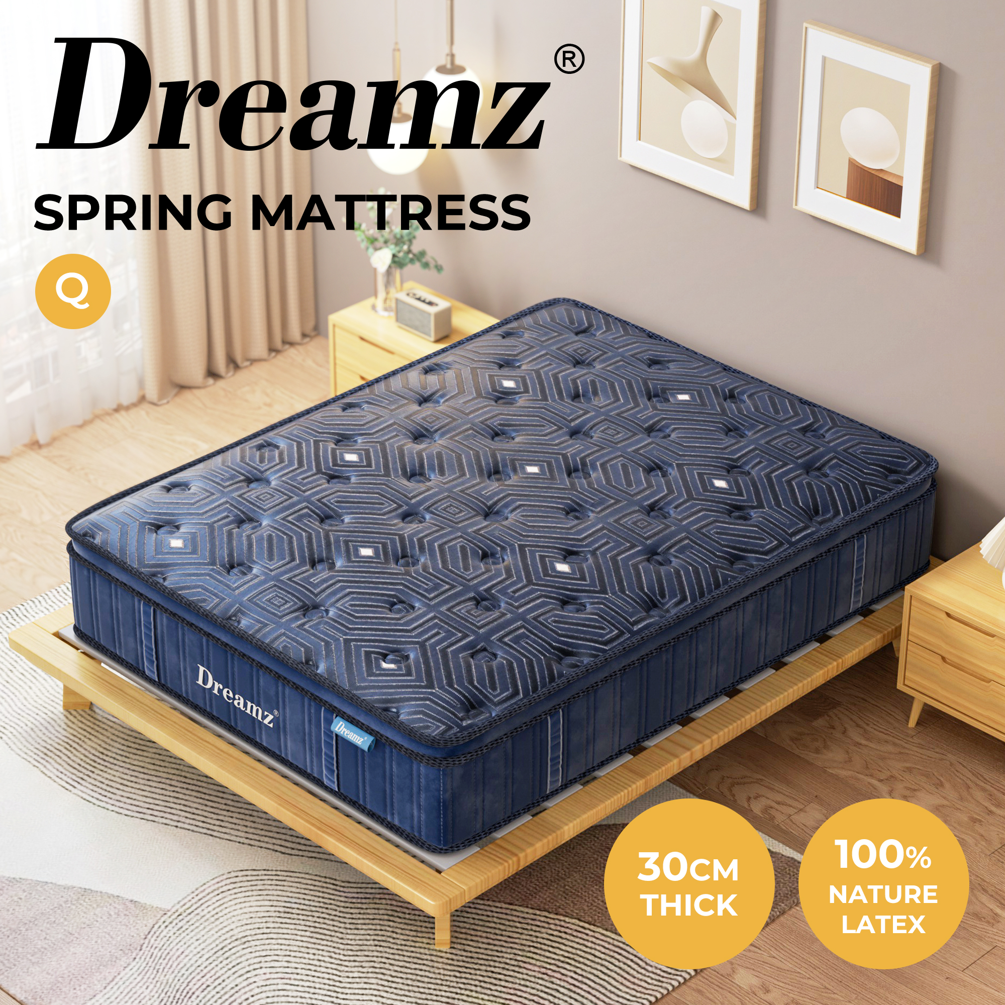 Dreamz Mattress Queen Double King Single Pocket Spring Firm Foam Euro Top Latex - Picture 394 of 417