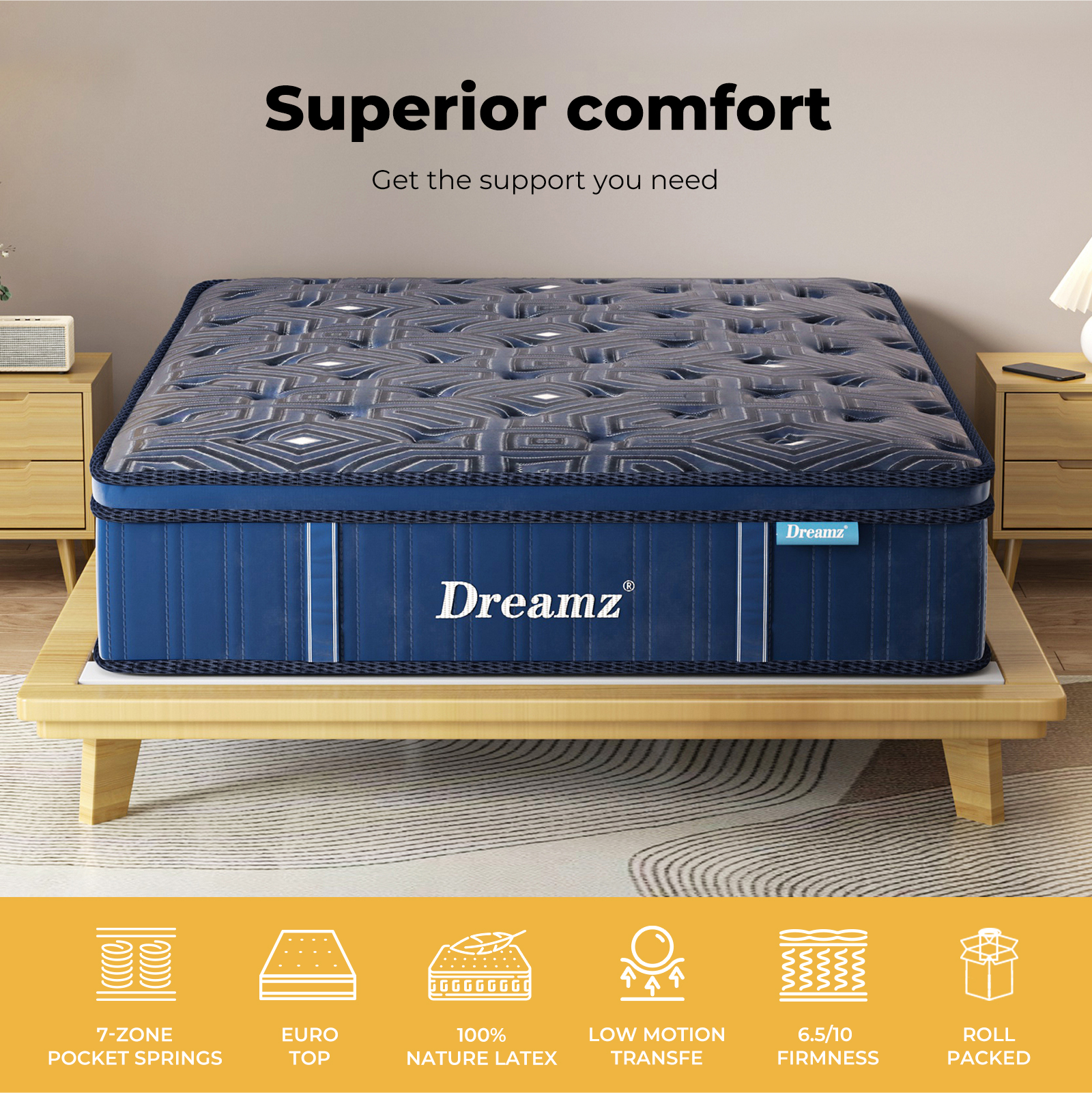 Dreamz Mattress Queen Double King Single Pocket Spring Firm Foam Euro Top Latex - Picture 396 of 417