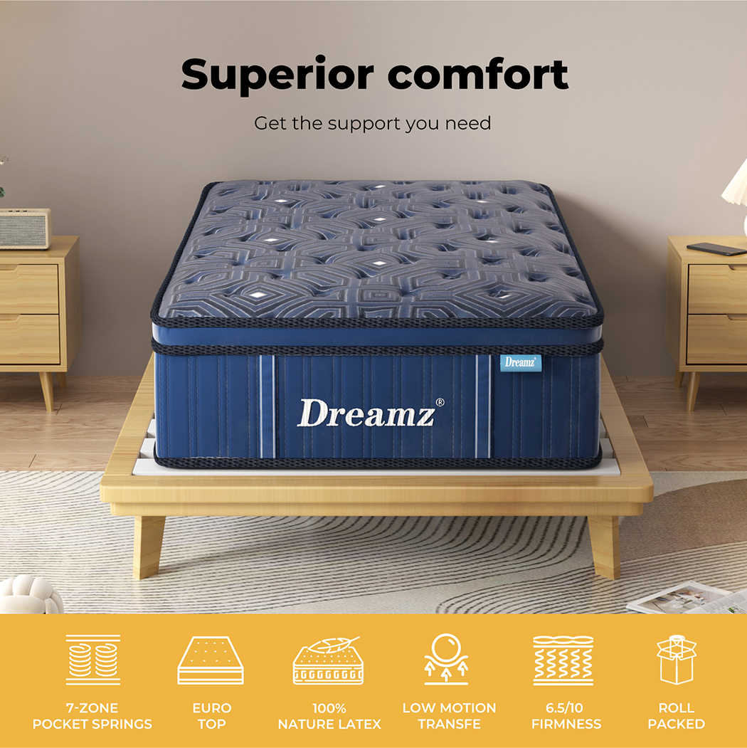 Dreamz Mattress Queen Double King Single Pocket Spring Firm Foam Euro Top Latex - Picture 408 of 417