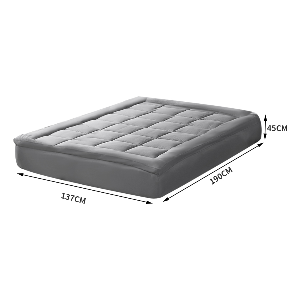 DreamZ Mattress Protector Topper Bamboo Charcoal Pillowtop Mat Pad Cover Double