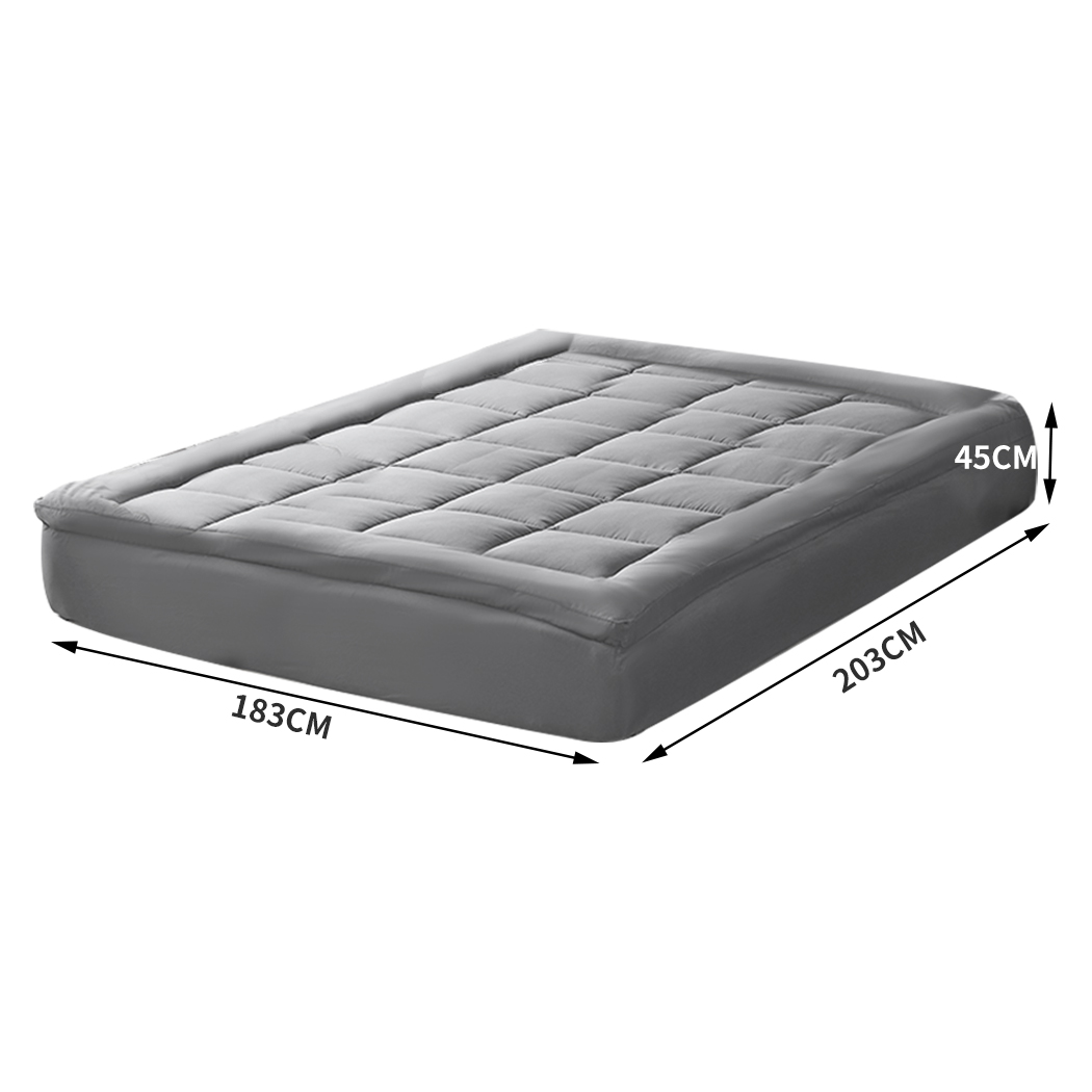 DreamZ Mattress Protector Topper Bamboo Charcoal Pillowtop 1000GSM Mat Pad Cover - Picture 26 of 72