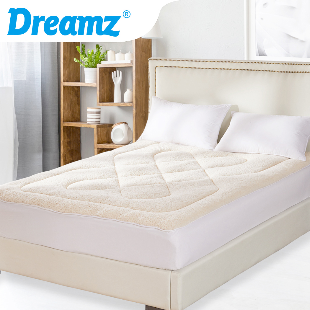 DreamZ Mattress Topper Protector 100% Cotton Wool Underlay Reversible Use Mat