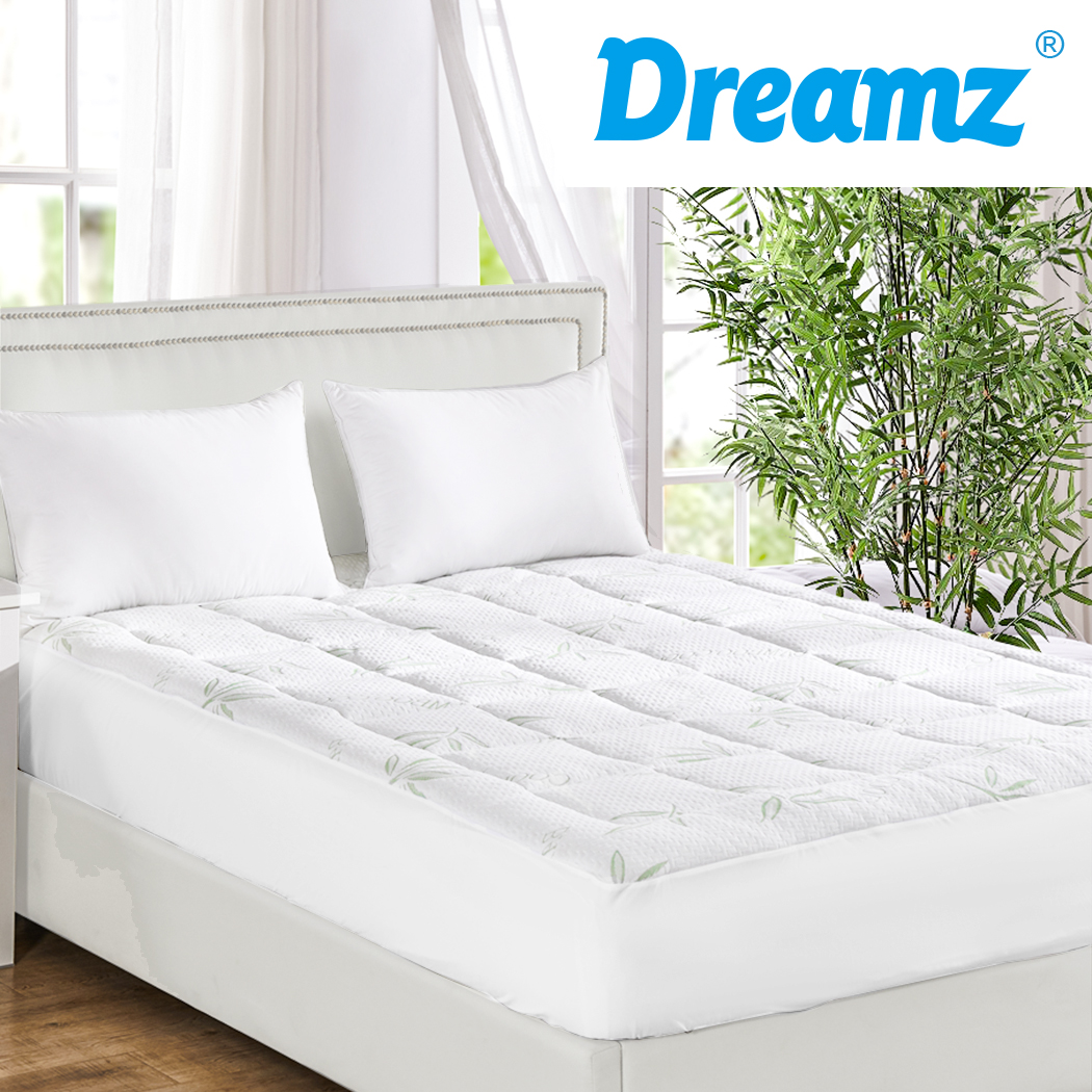Dreamz Bamboo Pillowtop Mattress Topper Protector Soft Cover Underlay King