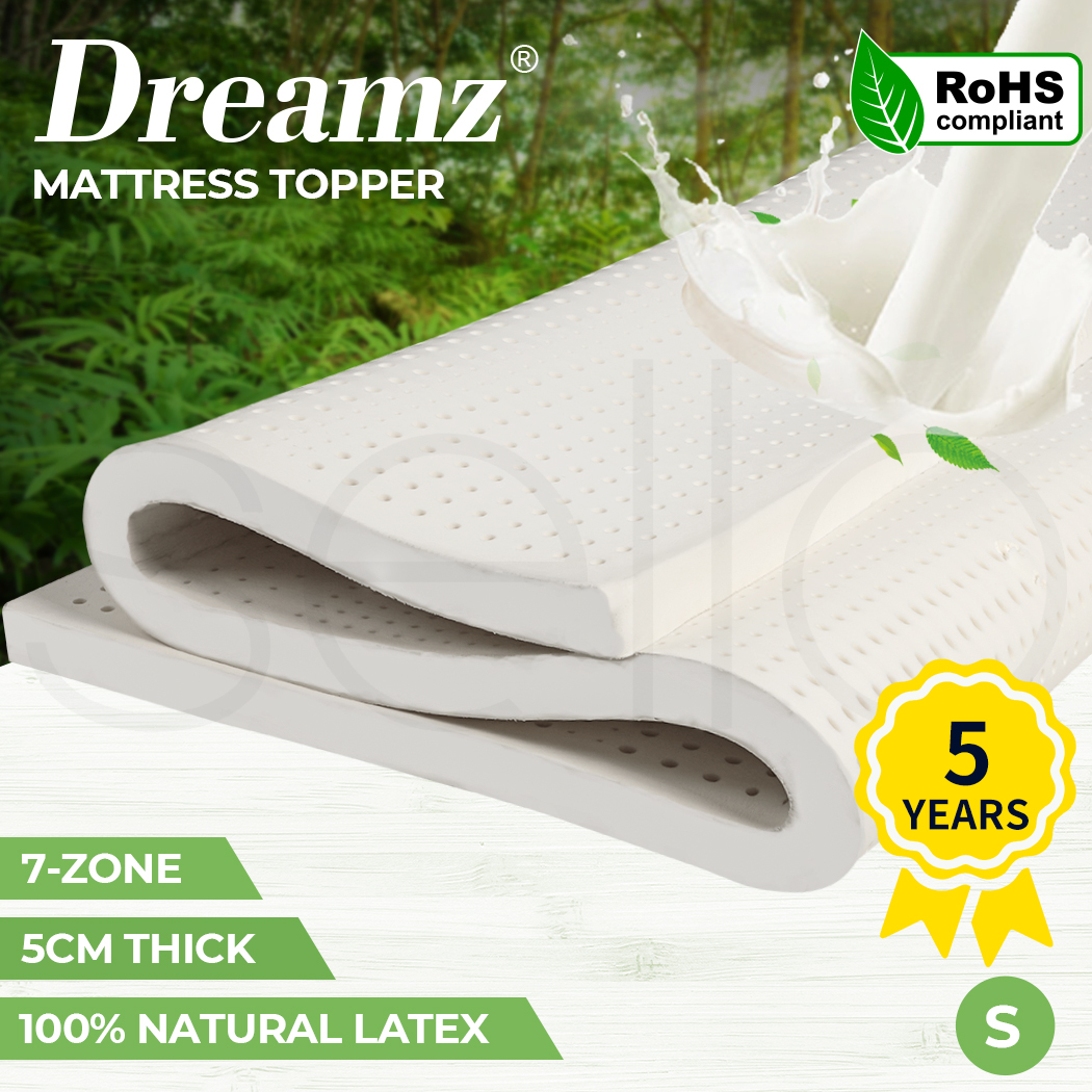 Dreamz Mattress Topper Double Queen 5cm Latex 7 Zone Bedding Mat Removable Cover - Picture 41 of 48