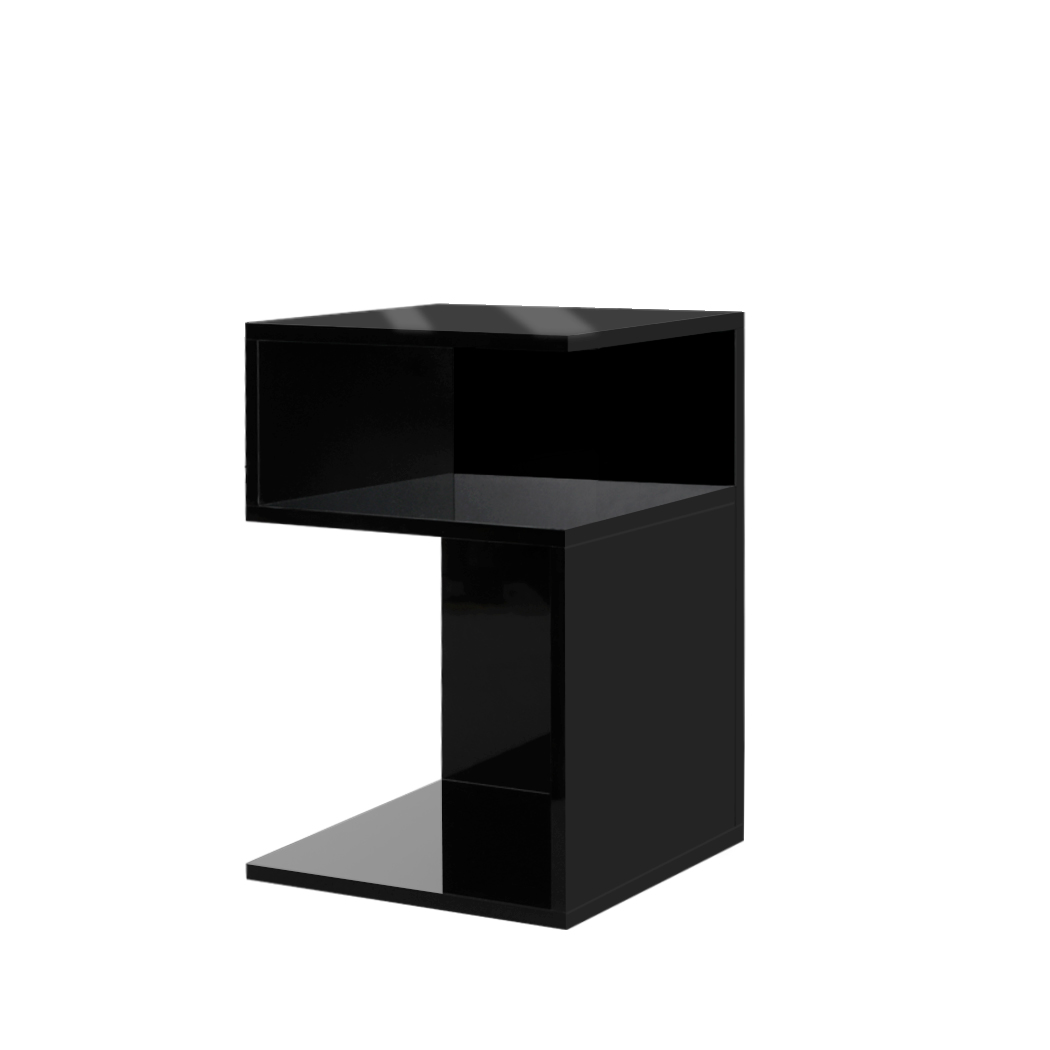 TopSellers-Black Bedside Table Nightstand - Stylish Modern Storage Solution