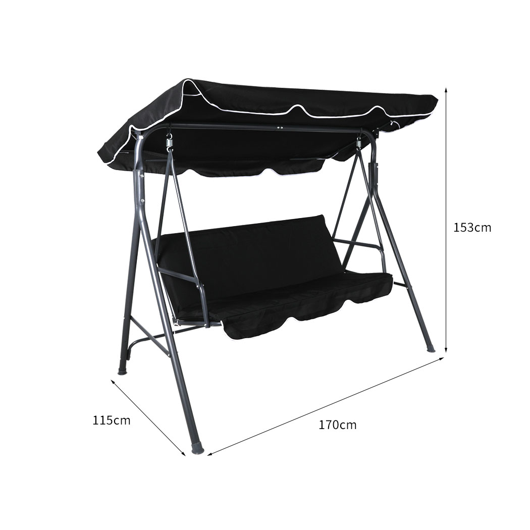 Levede Swing Chair Hammock Outdoor Furniture Garden Canopy Cushion Bench Black