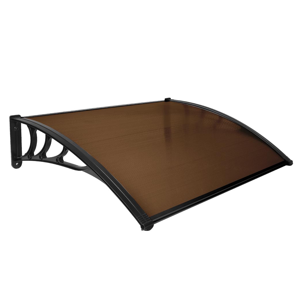 TopSellers-Window Door Awning Brown 1x1.2M - UV Protection & Easy Install