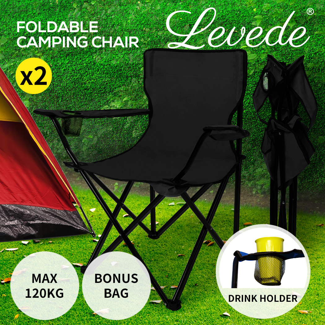 Levede Camping Chairs Folding Portable Foldable Arm Outdoor Picnic Beach  Fishing