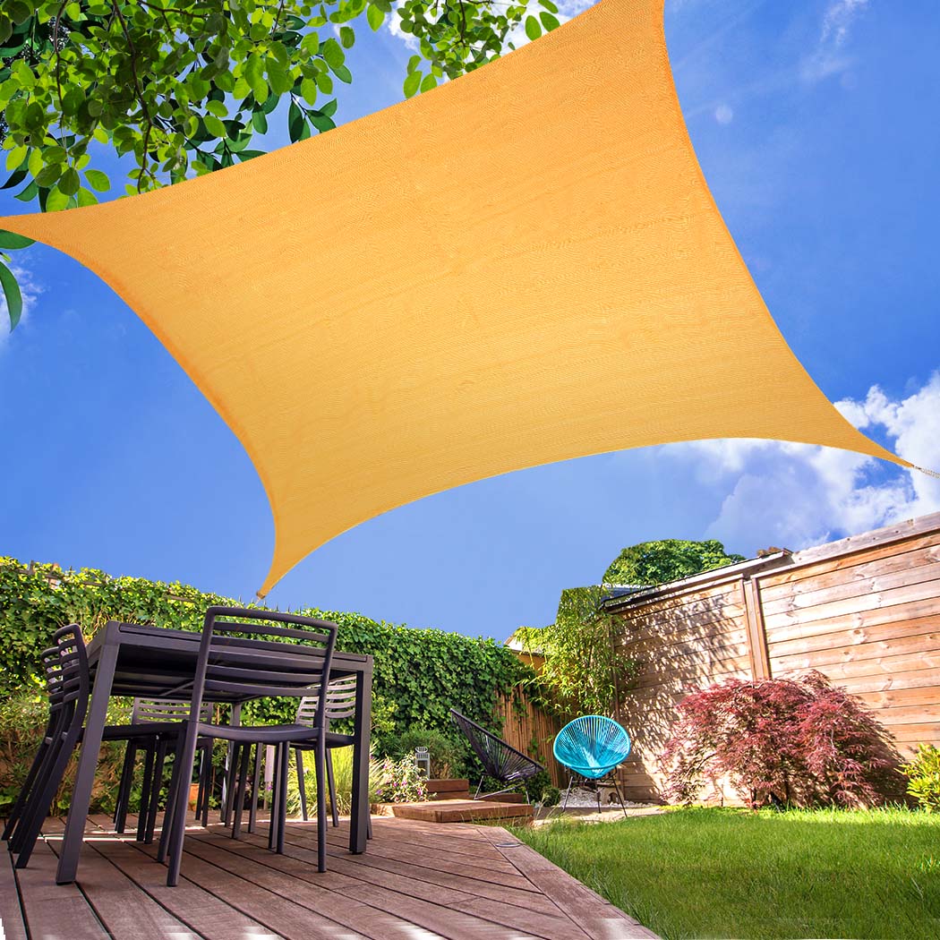 Mountview Sun Shade Sail Cloth Canopy Rectangle Outdoor Awning Cover Beige 5x5M