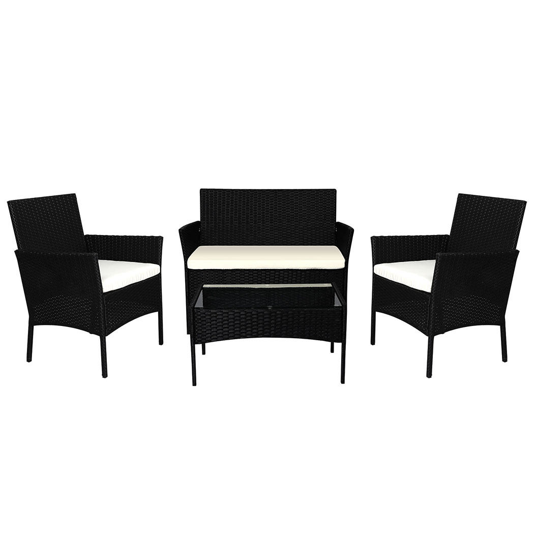 TopSellers-Outdoor Furniture Set Black - 4PCS Waterproof & UV Resistant