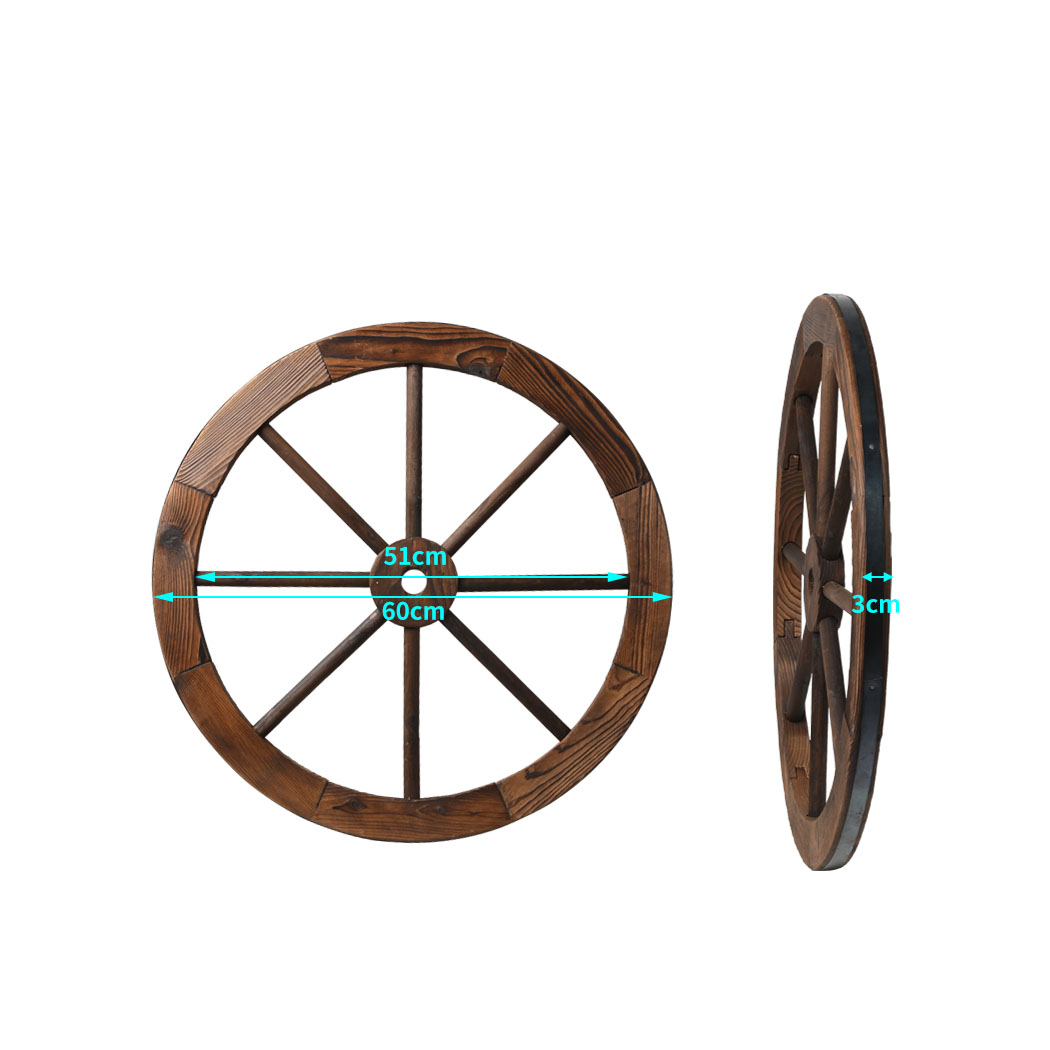 Levede Outdoor Ornaments Large Wooden Wagon Wheel Rustic Garden Decor Indoor