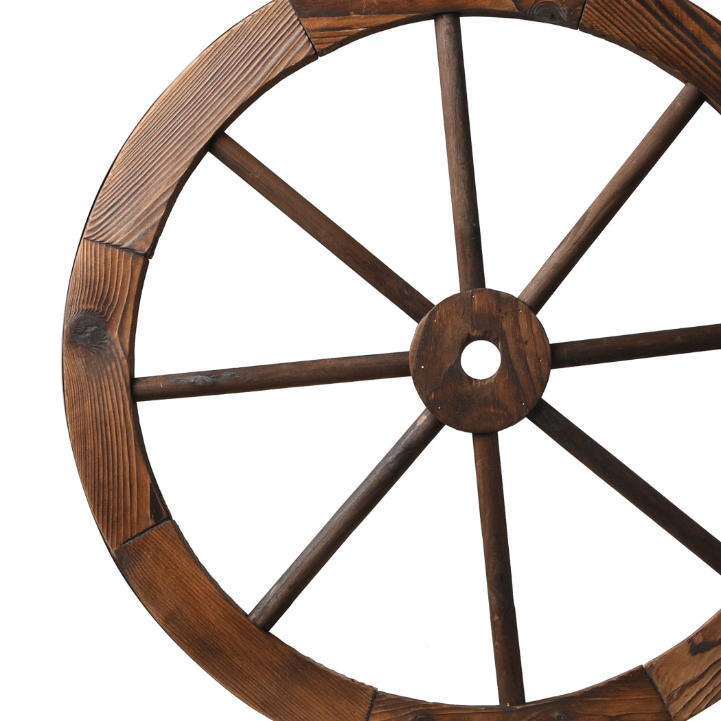 Levede Outdoor Ornaments Large Wooden Wagon Wheel Rustic Garden Decor Indoor