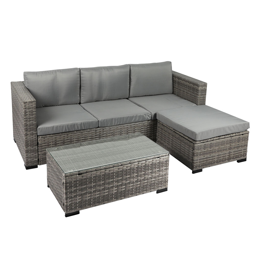 TopSellers-5pcs Outdoor Sofa Set - Mixed Grey Waterproof Cushions for Patio