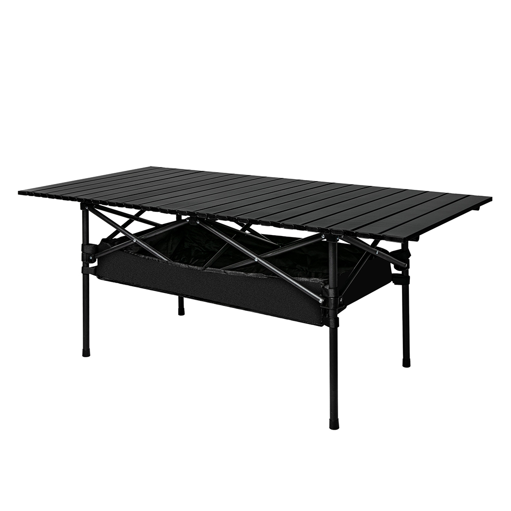 TopSellers-Folding Camping Table Portable Black - Lightweight & Sturdy 120cm