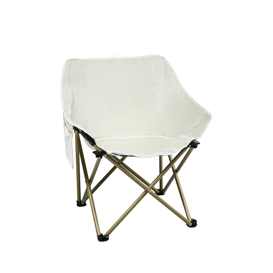 TopSellers-Folding Camping Moon Chair - Lightweight Beige for Outdoor Relaxing